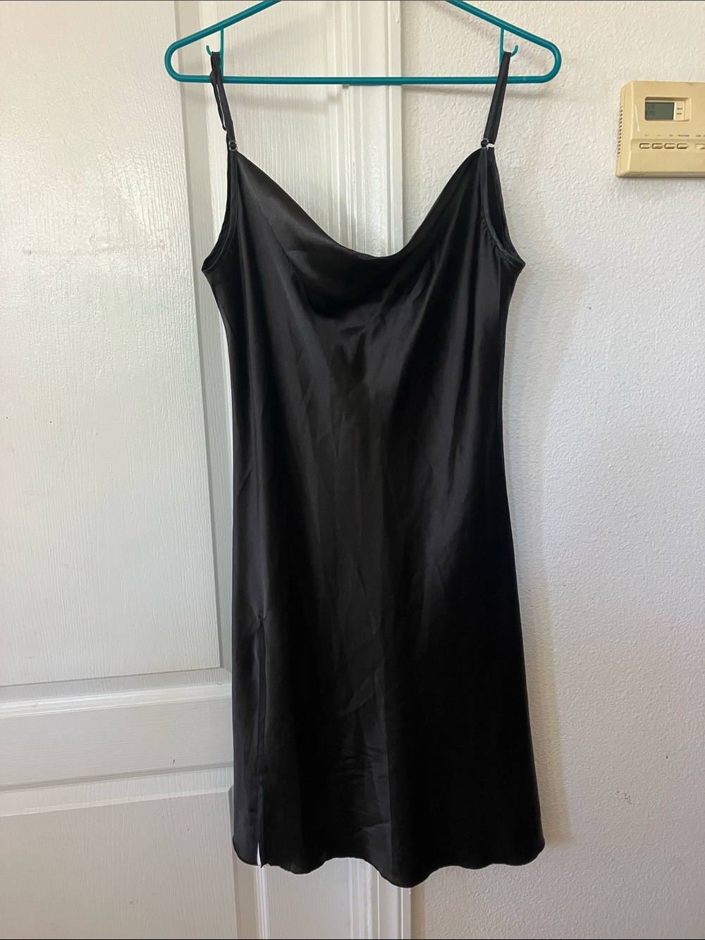 Black Slip Dress with Cowl Neck Size L